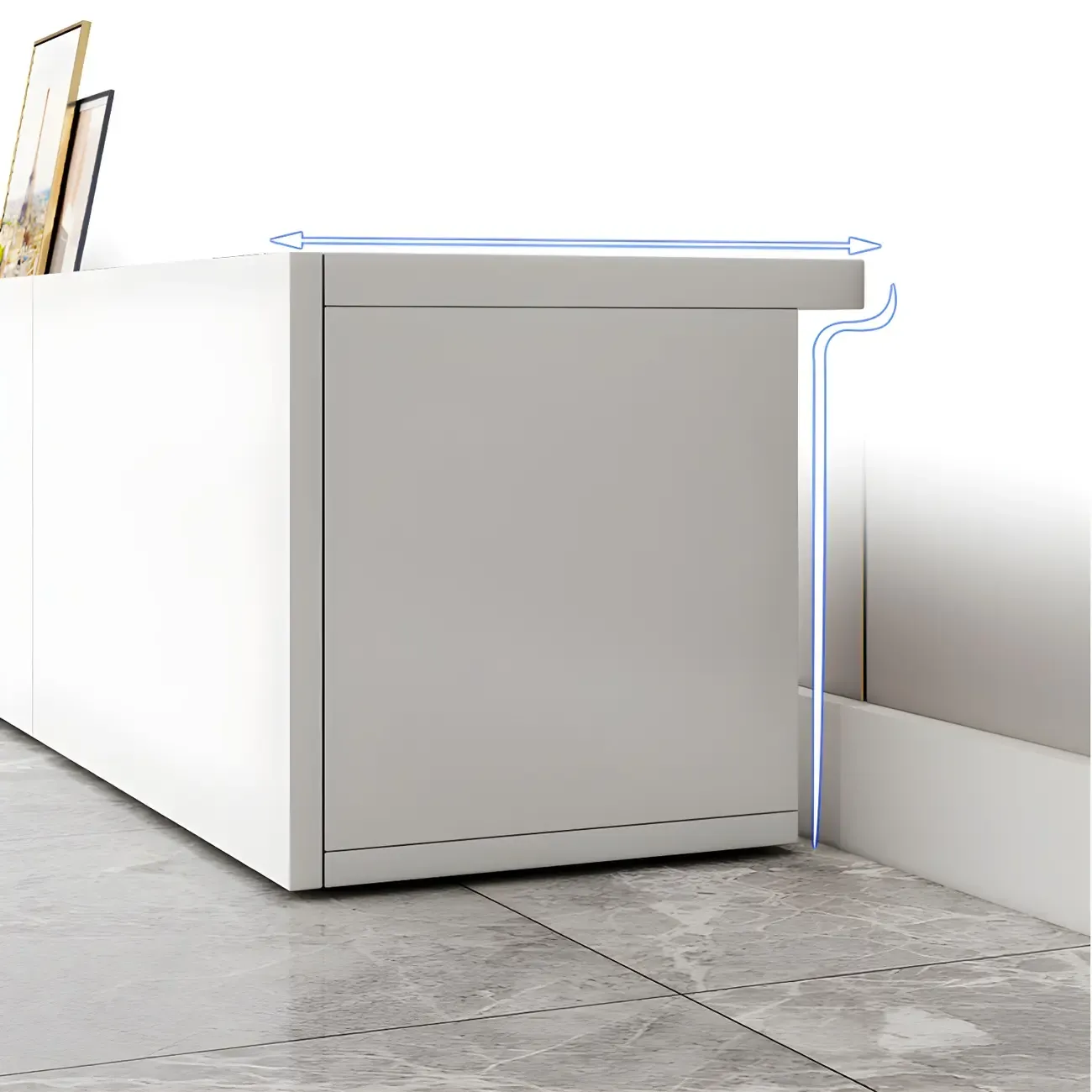 63 White Wooden Cable Management TV Stand with Drawers