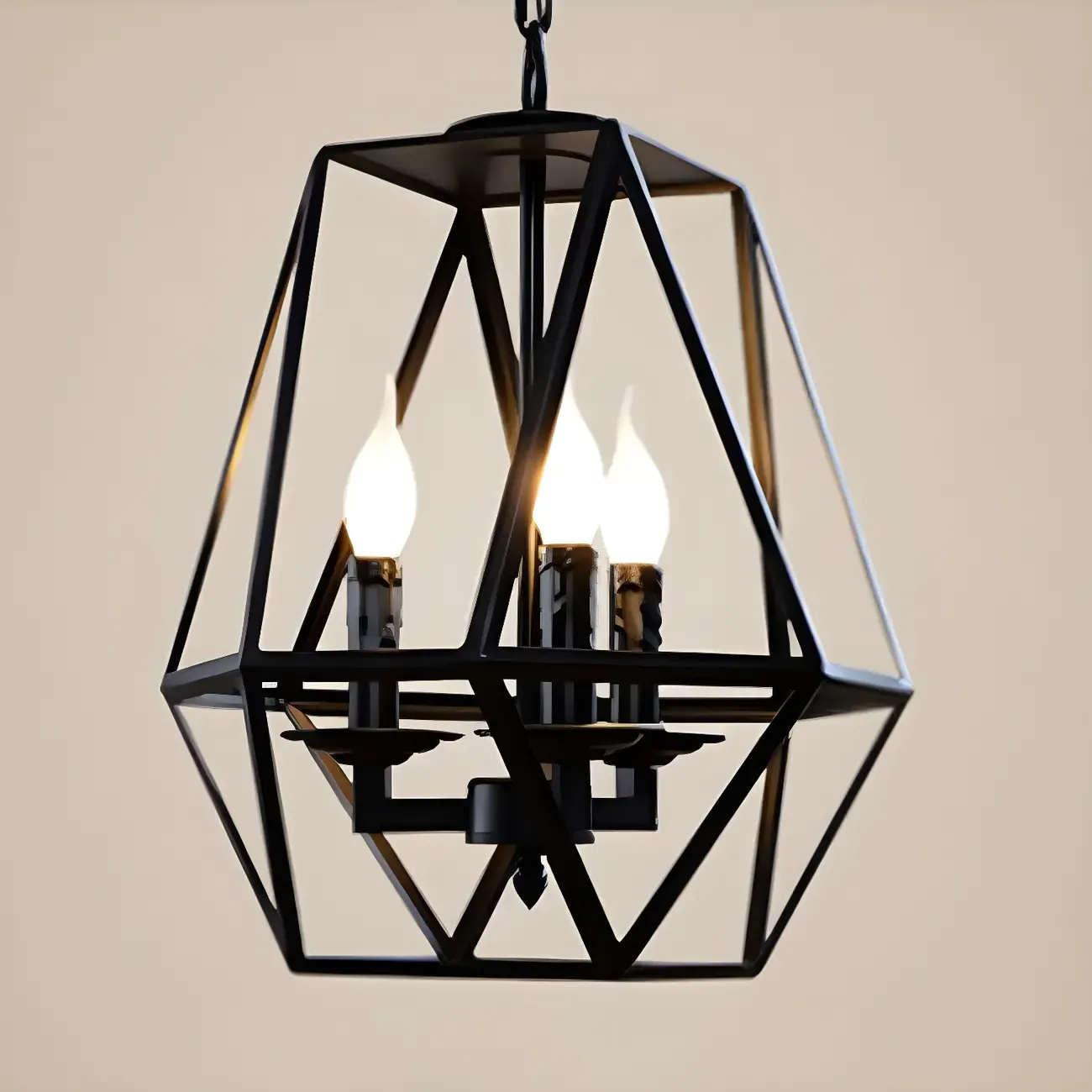 Black Geometric Iron Frame Modern Chandelier
