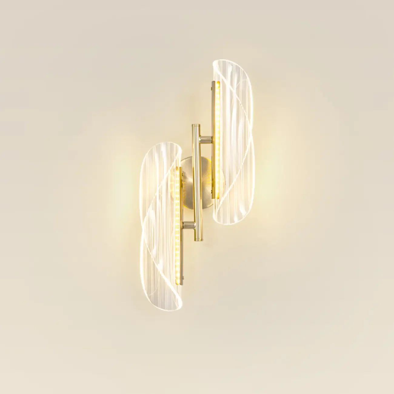 Art Deco Gold Metal and Acrylic LED Wall Sconce