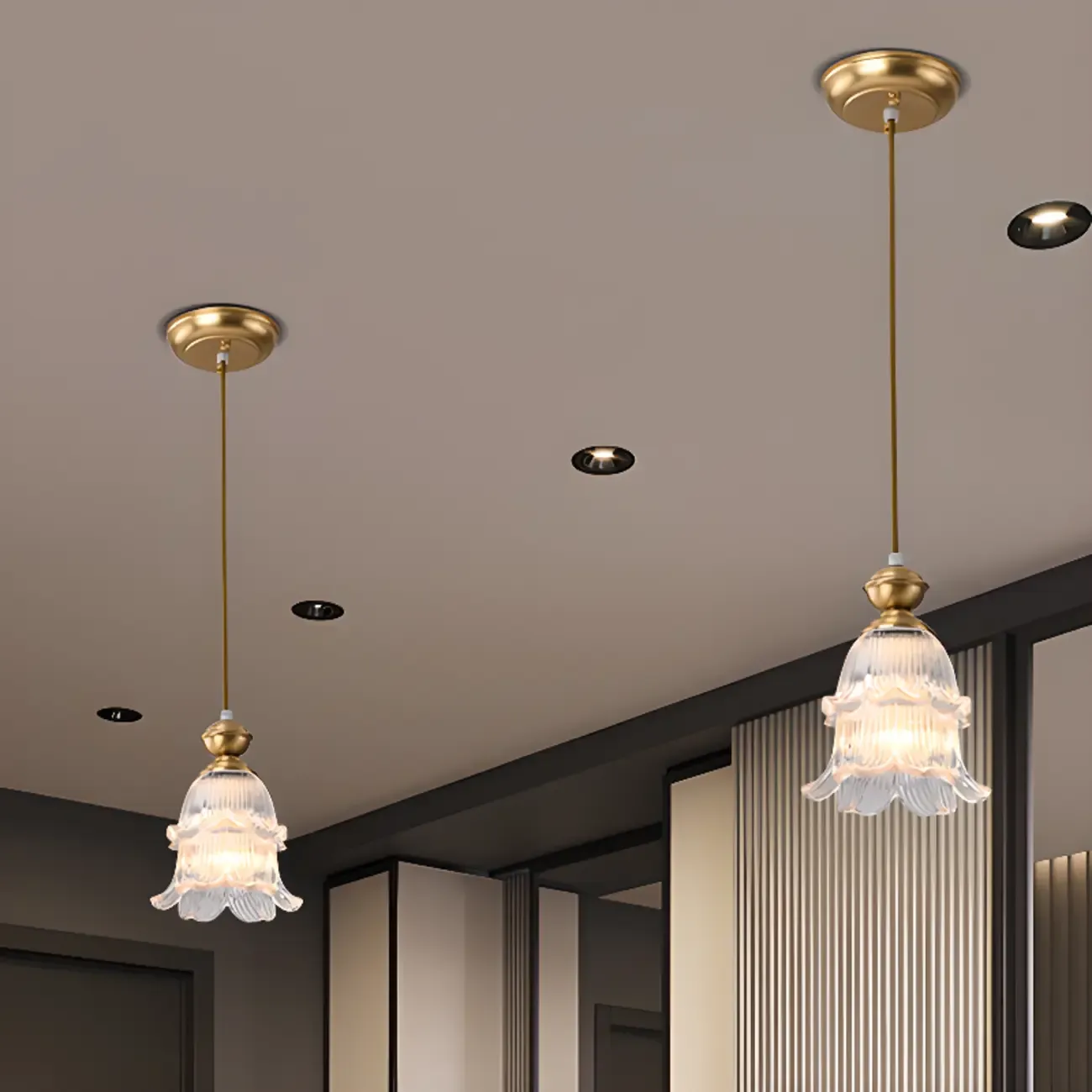 Indoor Clear Glass Pendant Lights Fixture with Adjustable Height