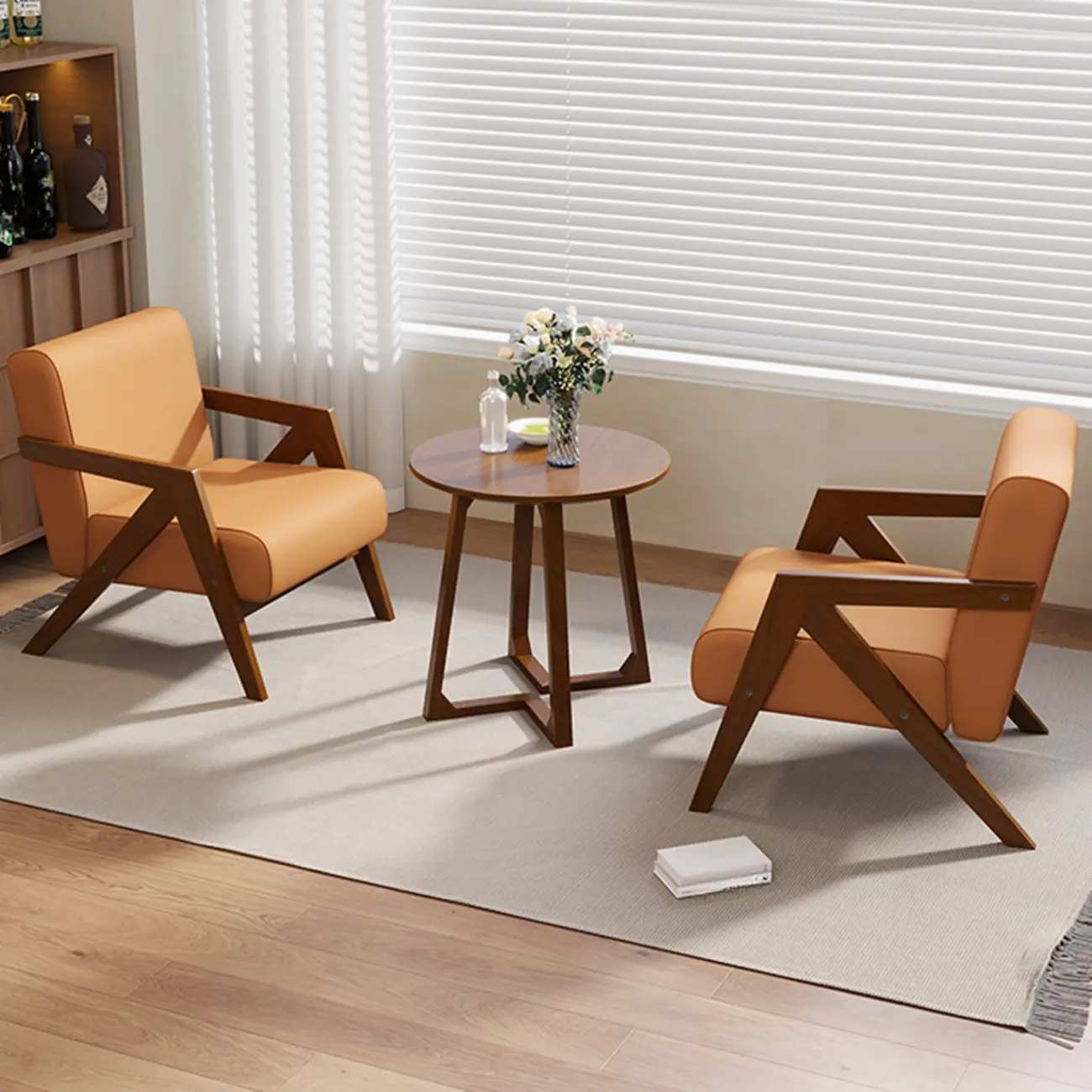 Arm Chair Linen Faux Leather Living Room