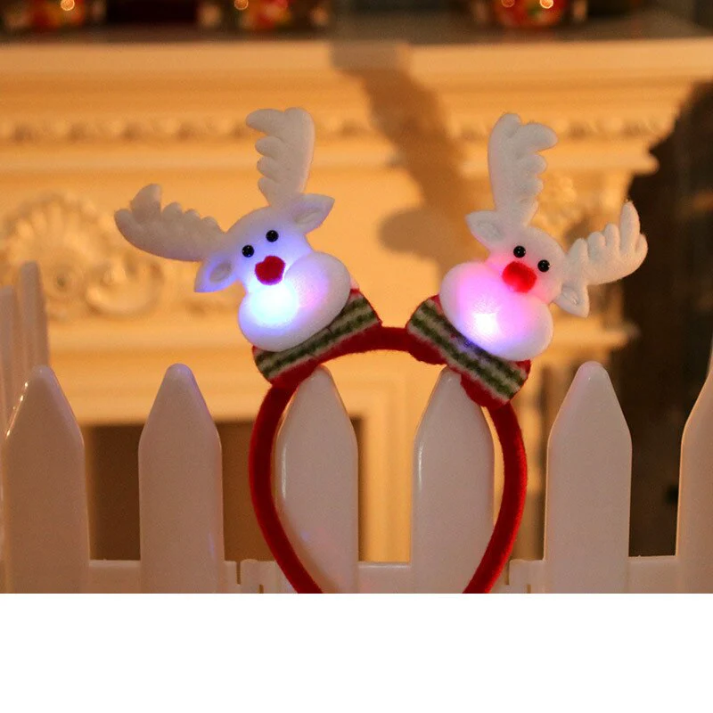 HULIANFU 2026  Christmas Headband LED Christmas Decorations Gift Hairpin Antlers Headband New Year Decorations Santa Headband Christmas Decor - Deanwangkt