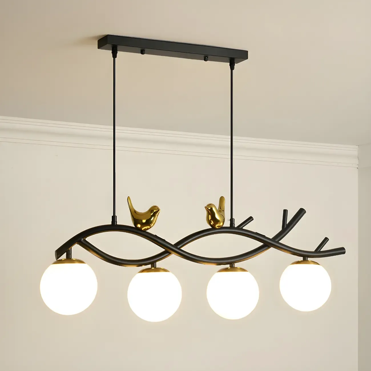 Industrial Black Globe 4-Light Kitchen Island Pendant Light