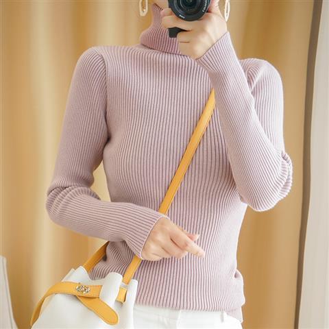 Women's Autumn Winter Turtleneck Pullovers Sweater Woman Primer Shirt Long Sleeve Short Slim-fit tight Jumper Top Solid - Deanwangkt