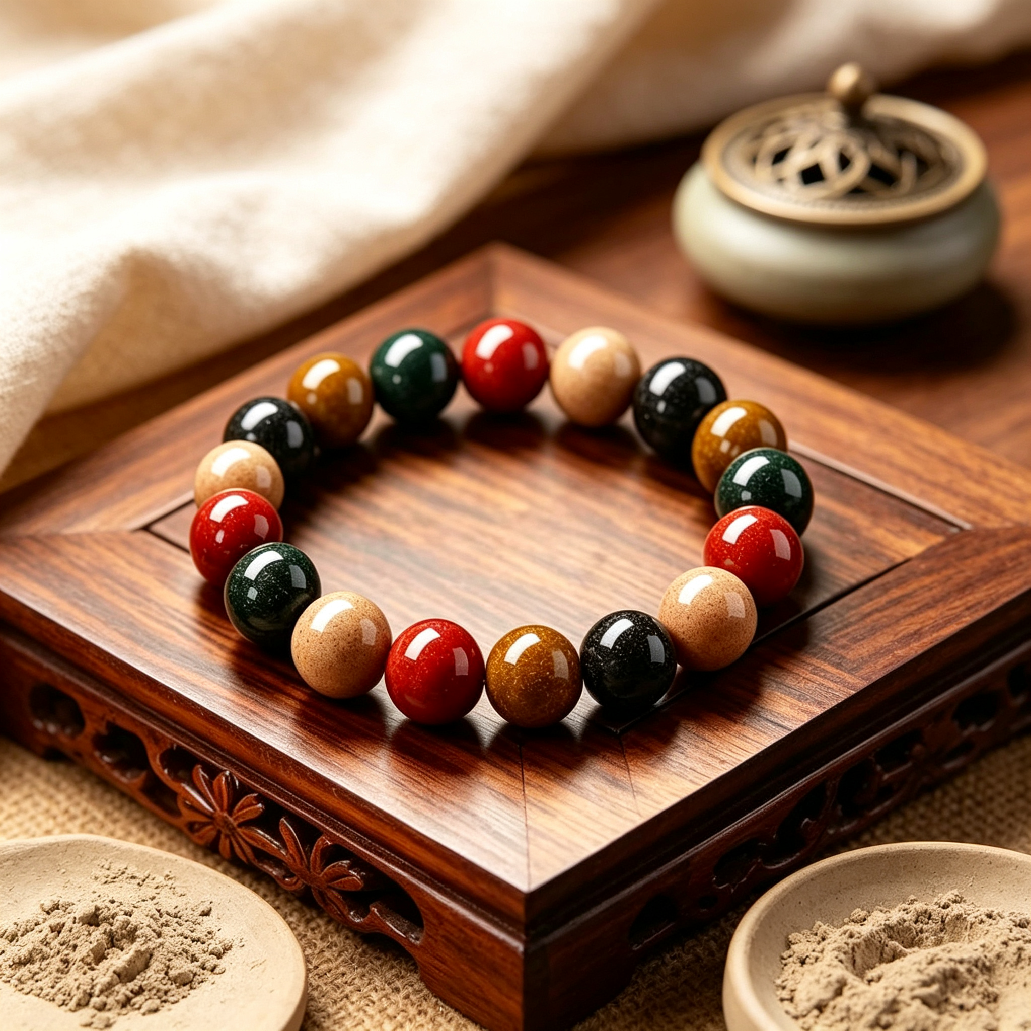 Five‑Elements Aromatic Beaded Bracelet, Hand‑crafted Spiritual Scented Bead Jewelry | Feng Shui Inspired Handcrafted Jewelry - Vibe Jew