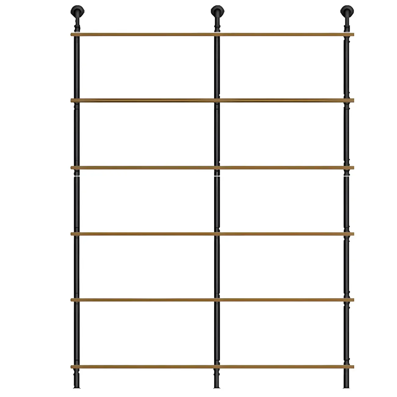 Industrial Black Wood Wall-Mounted Bookcase