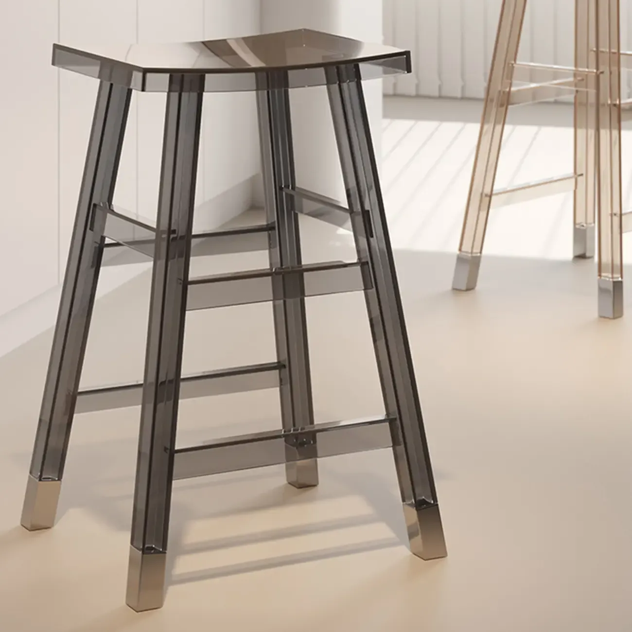 Saddle Acrylic Counter Height Backless Bar Stools