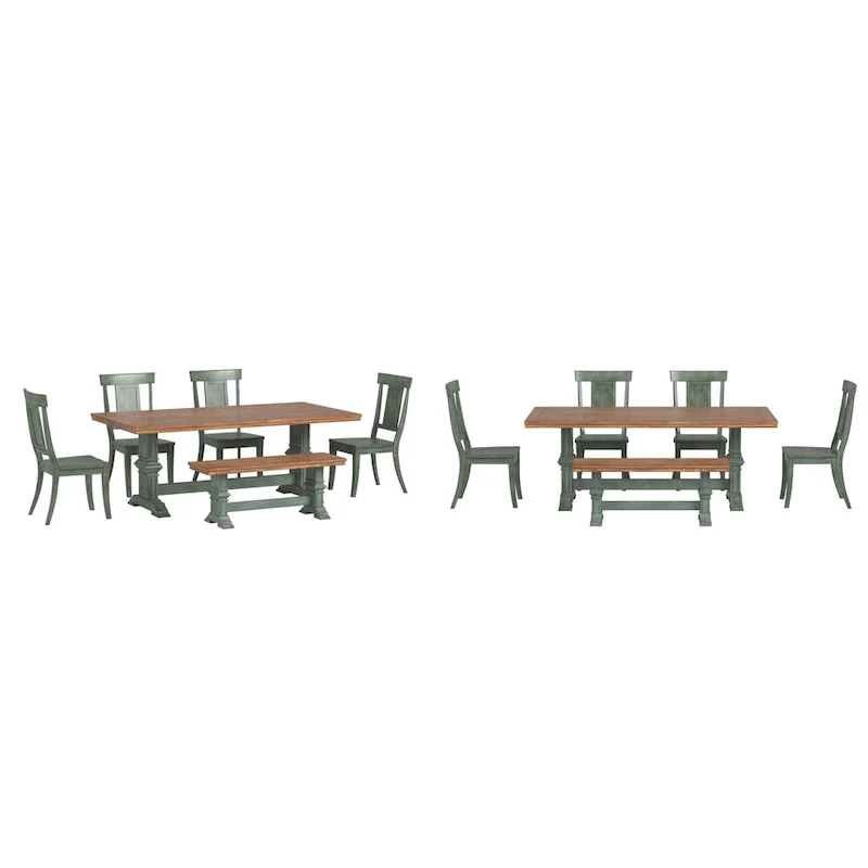 Ronda 78.7 Rectangular Solid Wood Top Dining Set with Panel Back Chairs