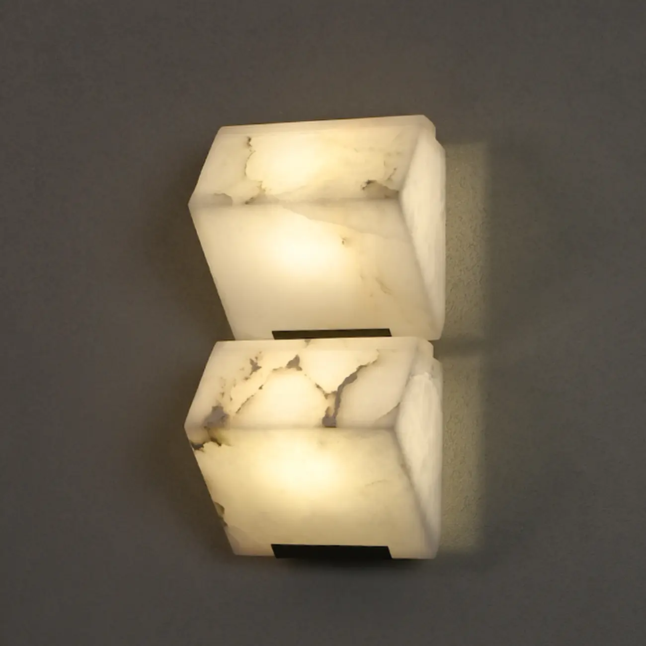 3-Light Geometric Metal Stone Shade Wall Sconce