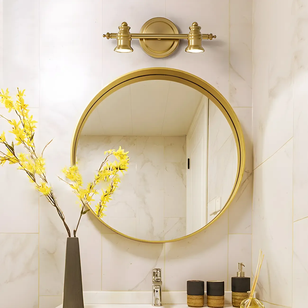 Modern Oval Brass Vanity Light with Warm Light for Bathroom
