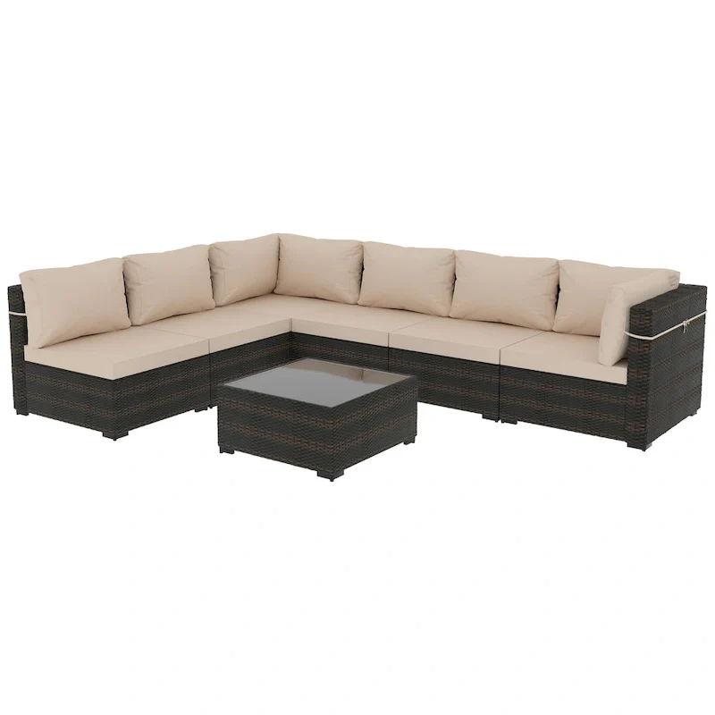 UPHA Cushioned 7-piece Conversation Sectional Patio Group Furniture