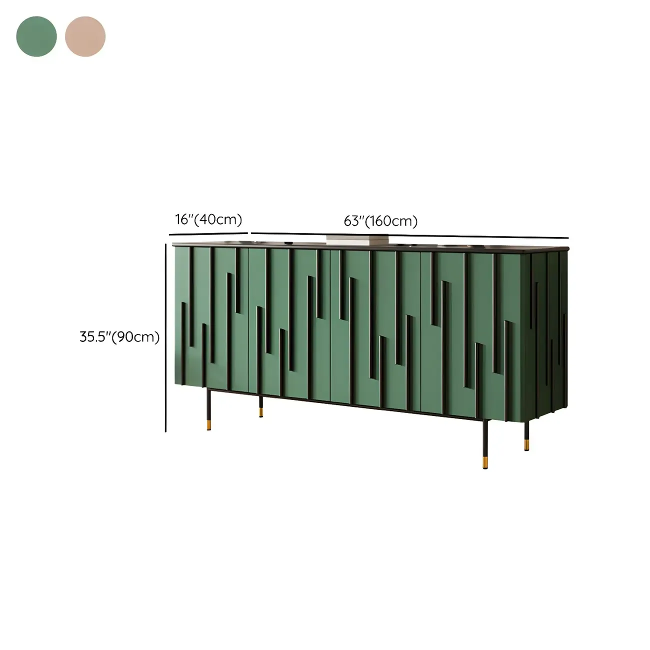 Unique Glam Wooden Sideboard Cabinet in Green/Brown