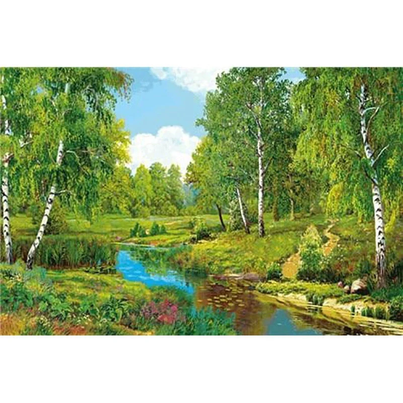 HULIANFU Villa Scenery DIY 5D Diamond Painting Full Round Resin Mosaic Landscape Diamond Embroidery Picture Rhinestone Home Decor Gift - Deanwangkt