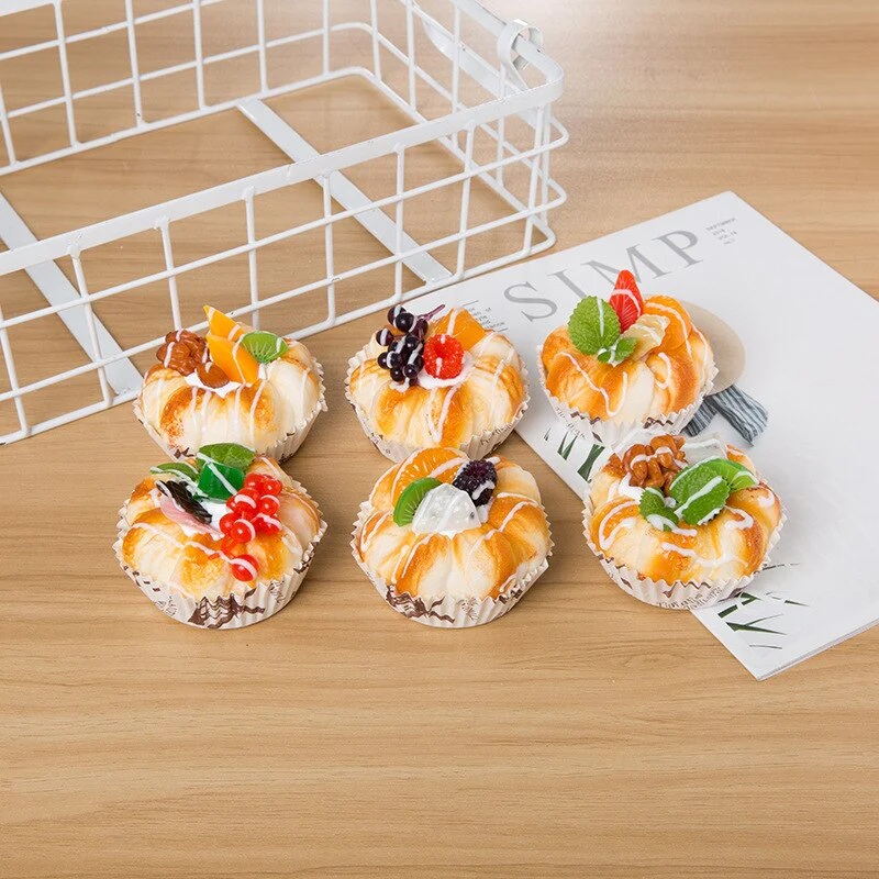 HULIANFU Simulation Cake Artificial Bread Cake Home Decoration Display Wedding Sweet Decortion 6pcs - Deanwangkt