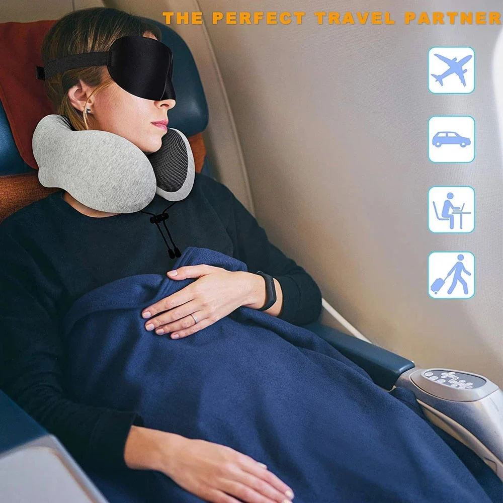 HULIANFU U Shaped Memory Foam Neck Pillows Soft Slow Rebound Space Travel Pillow Massage Neck Cervical Healthcare Bedding Drop Shipping - Deanwangkt