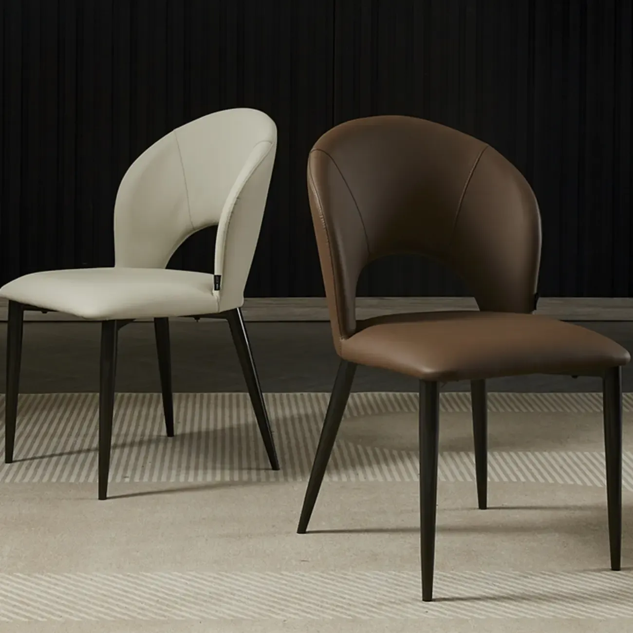 Mid Century Modern Dining Room Chairs Curved Back Faux Leather