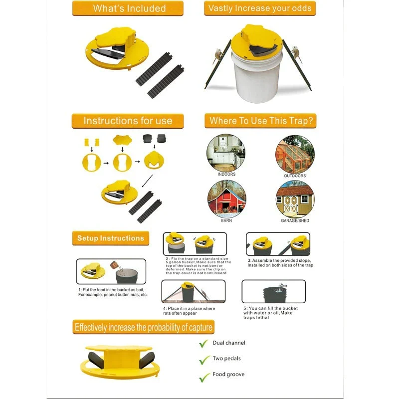 HULIANFU New Reusable Smart Mouse Rat Trap Plastic Bucket Lid Mousetrap Humane Or Lethal Mouse Trap Multi Catch Auto Reset - Deanwangkt