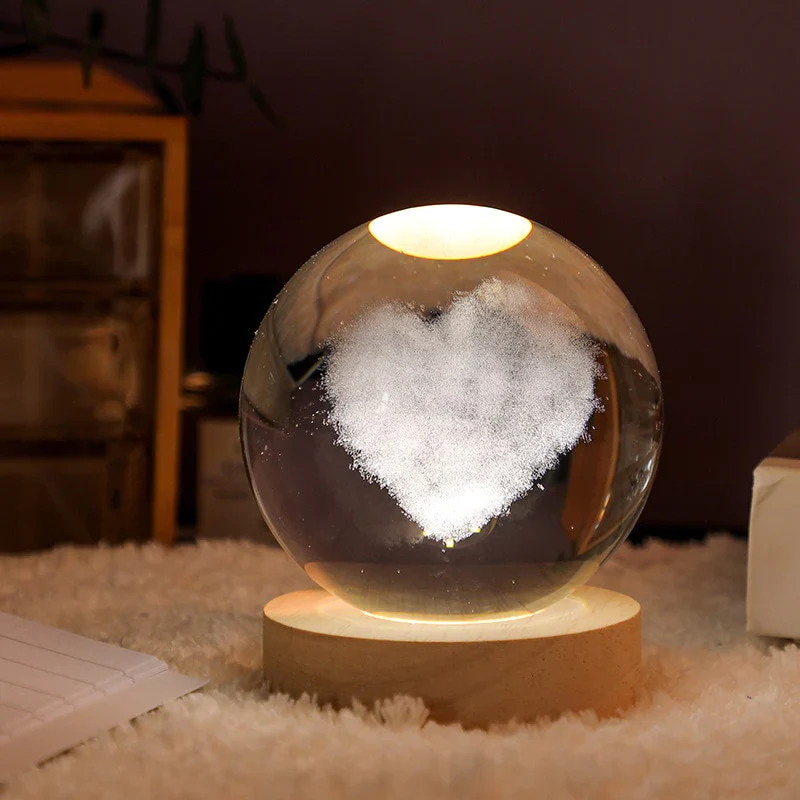 HULIANFU New 80mm K9 Crystal Solar System Planet Globe 3D Laser Engraved Sun System Ball with Touch Switch LED Light Base Astronomy Gifts - Deanwangkt