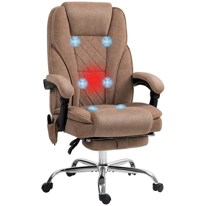 Vinsetto Massage Office Chair with 6 Vibration Points, Heated Reclining Computer Chair, Swivel Desk Chair