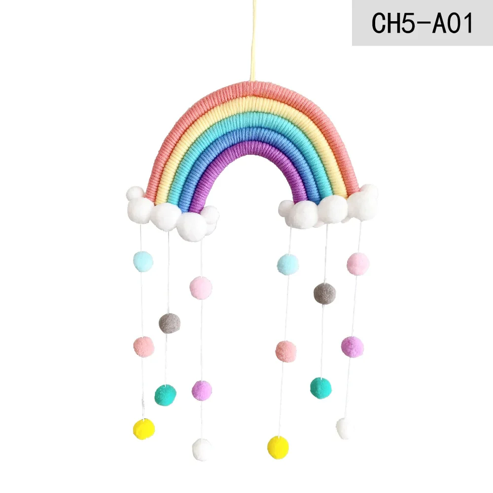 HULIANFU Nordic Cloud Rainbow Raindrop Wall Hangings Decoration For Kid Girls Bedroom Hanging Pendant Baby Bed Tent Hanging Toy Pendant - Deanwangkt