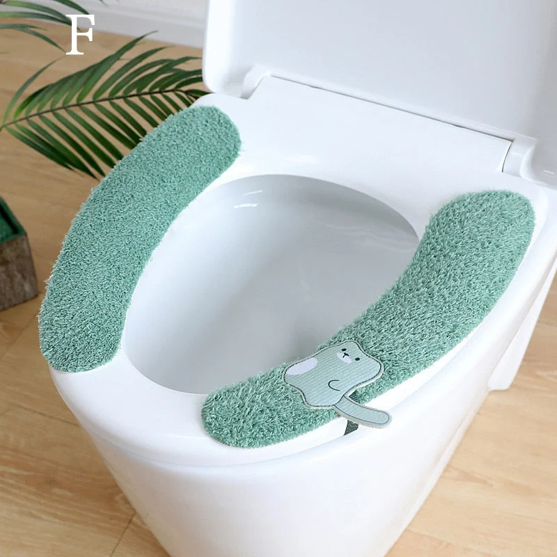 HULIANFU Universal Toilet Seat Stickers With Handles Cartoon Toilet Cushion Pad Washable Household Bathroom Lid Cover Pad Cushion Mat - Deanwangkt