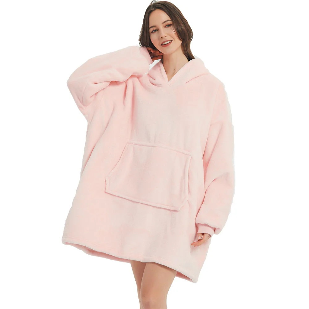 HULIANFU Winter Sherpa Blanket With Sleeves Ultra Plush Fleece Sweatshirt Blanket Hoodie Pink Grey Wine Blue Warm Flannel Hooded Blankets - Deanwangkt