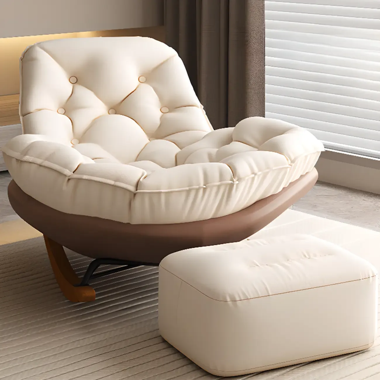 Scandinavian Upholstered Rocking Chair with Optional Ottoman