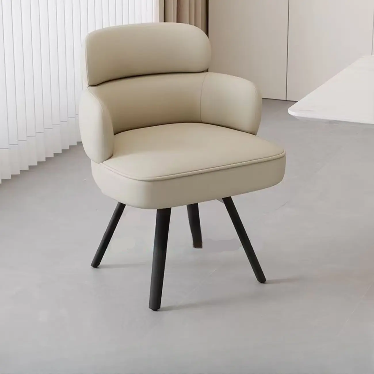 Scandinavian Swivel Brown Curved Back Dining Chairs