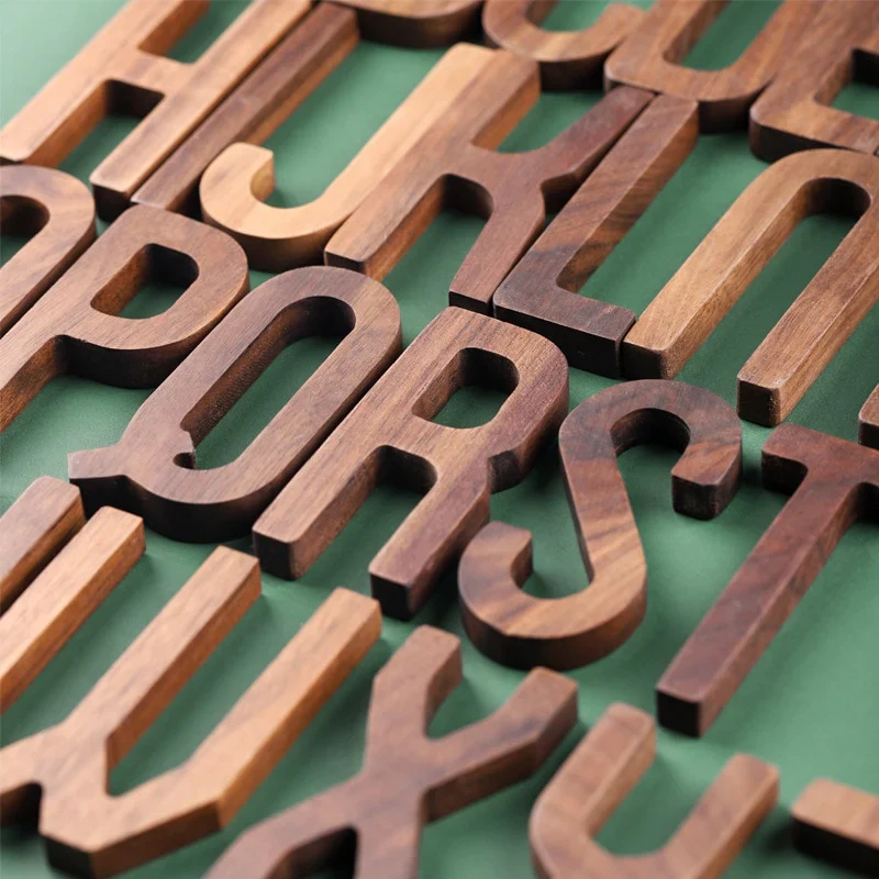 HULIANFU NEW Nordic Style Black Walnut Letter Decorative Letters Combination Wall Decoration DIY Letter Home Decoration Wooden Alphabet - Deanwangkt