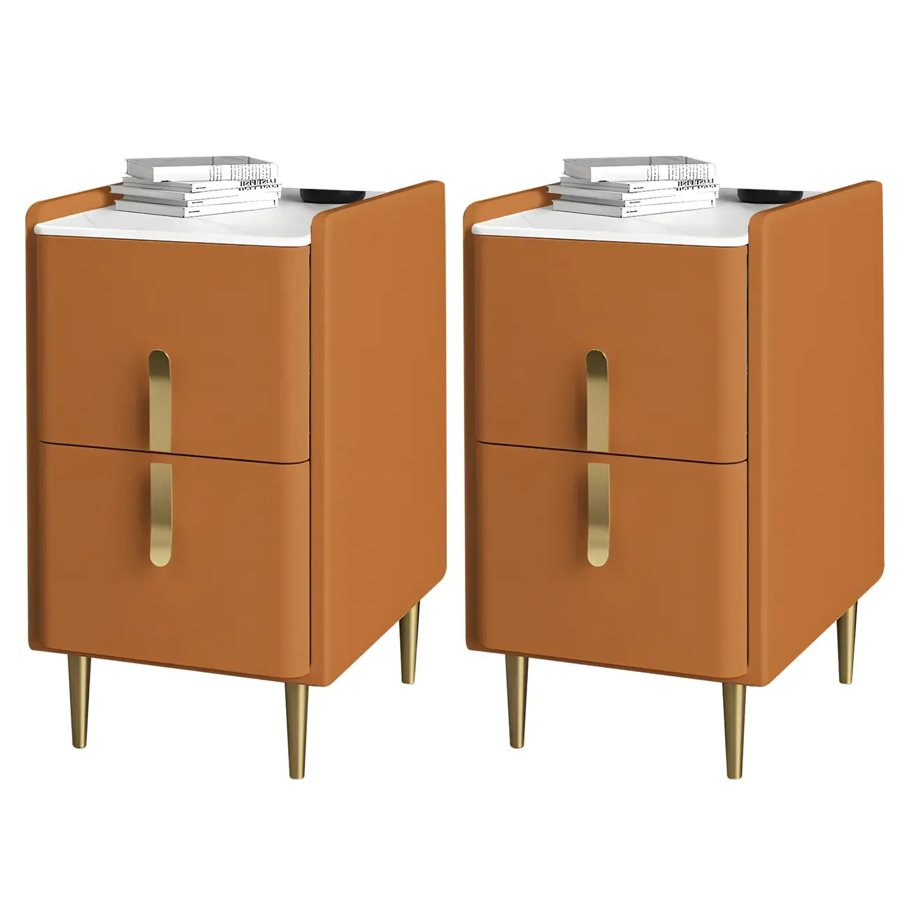 Glam Night Table with 2 Drawers – Off-White Finish