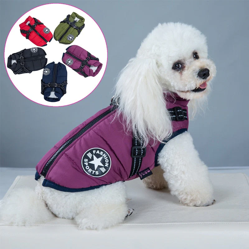 HULIANFU Pet Harness Vest Clothes Puppy Clothing Waterproof Dog Jacket Winter Warm Pet Clothes For Small Dogs Shih Tzu Chihuahua Pug Coat - Deanwangkt