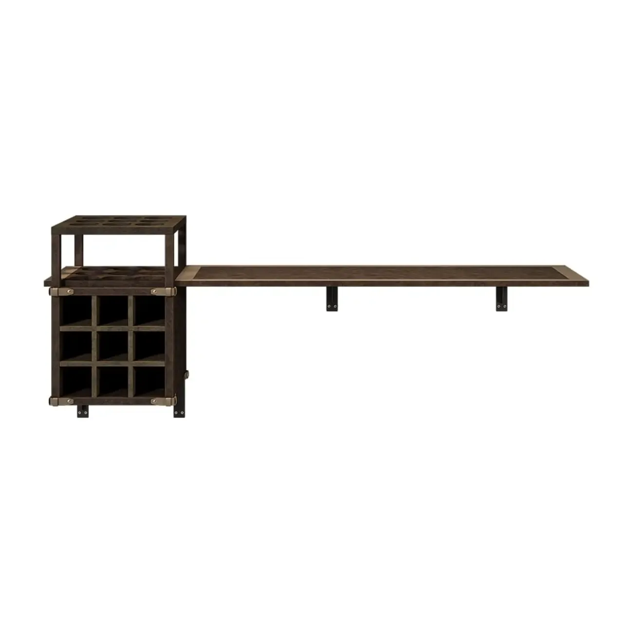 Industrial Wall Mounted Bar Counter with Wine Rack