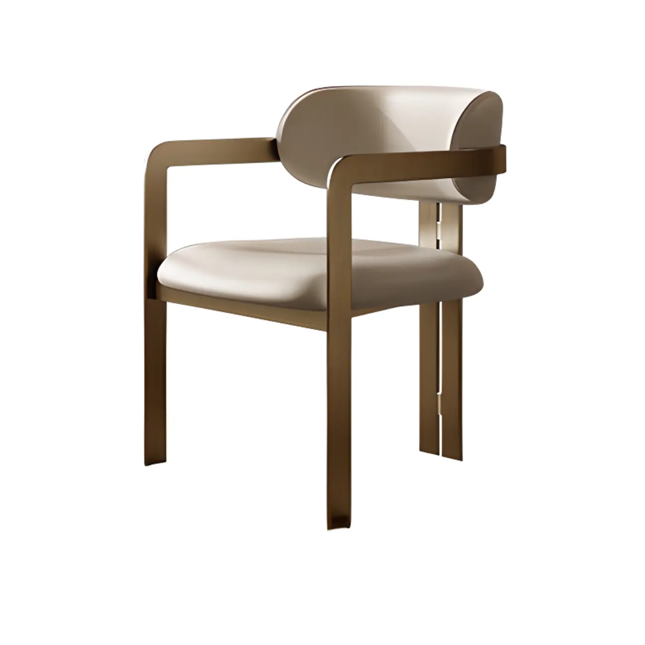 Modern Faux Leather Arm Dining Chair with Alloy Legs