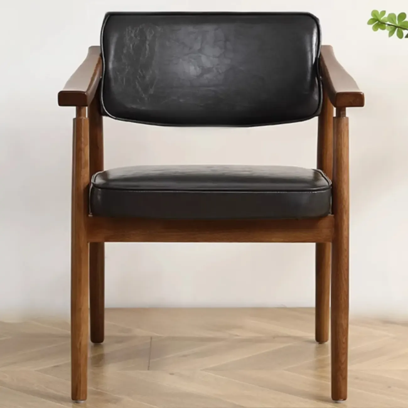 Modern Wooden Calfskin Upholstered Office Chair