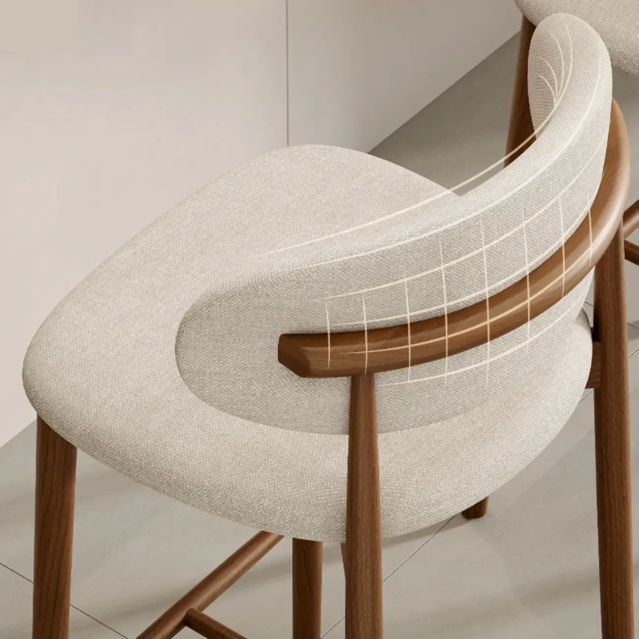 Mid Century Modern Upholstered Bar Stool with Back