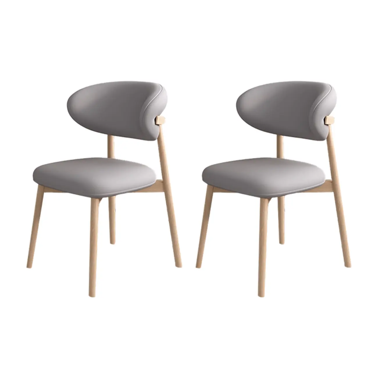 Modern Leather Wood Dining Chair Set of 2