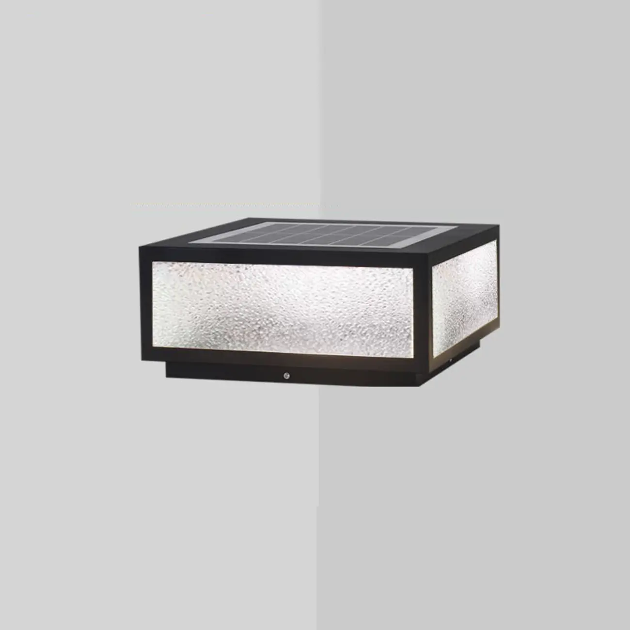 Black Solar Square Metal Outdoor Post Lights