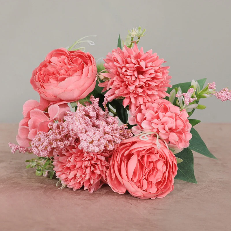 HULIANFU 2026  Artificial Flowers Vintage Silk Rose Bouquet Vintage Bride Holding Fake Flowers Home Wedding Decoration Accessories - Deanwangkt