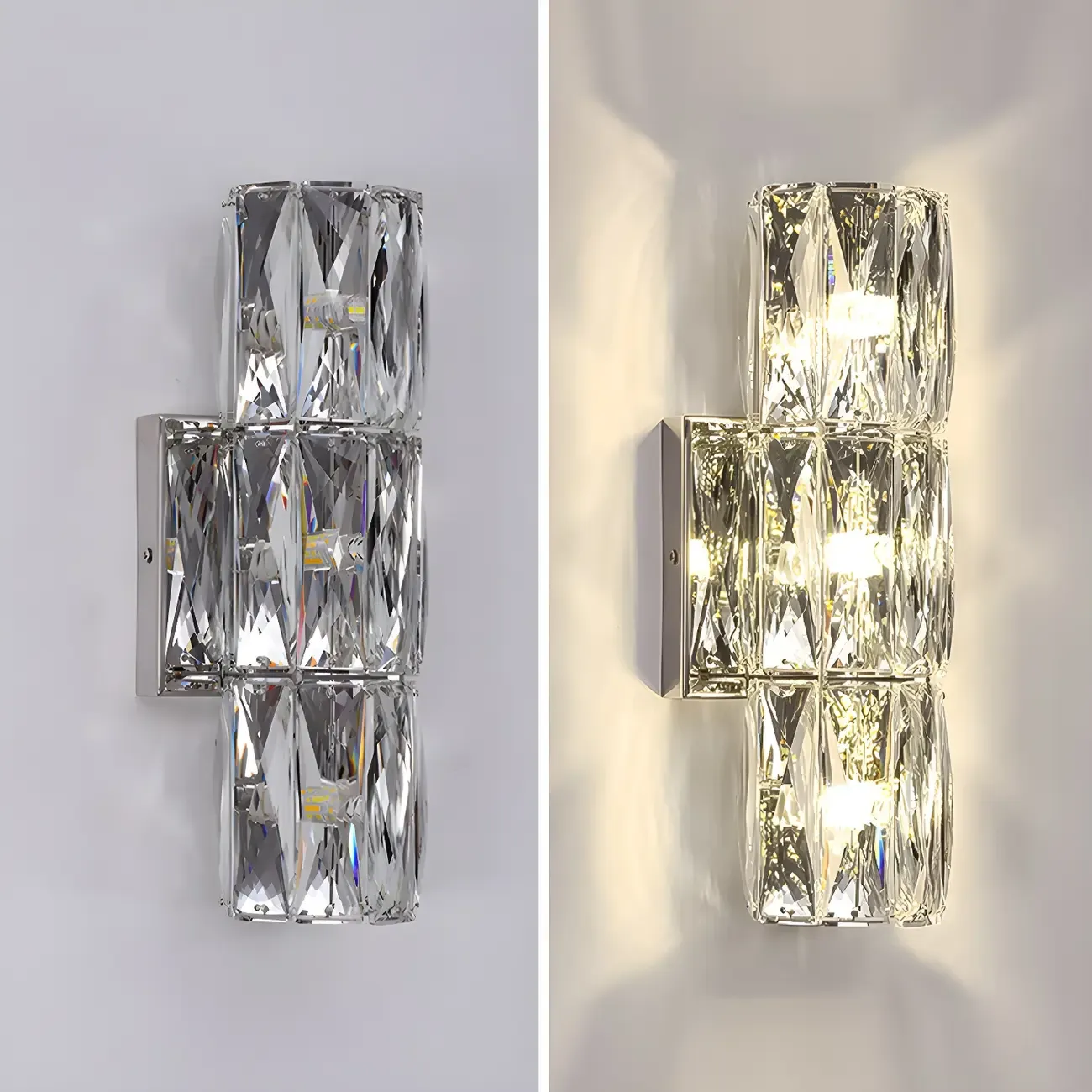 Luxury Geometric Crystal Gold Vanity Light