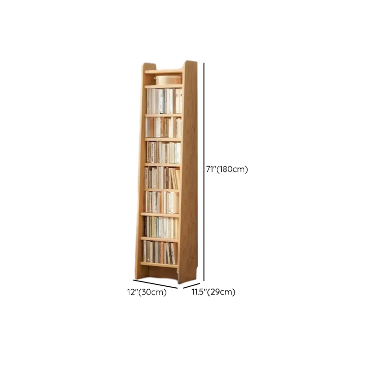 Natural Narrow Multi-Layer Open Back Wooden Bookshelf