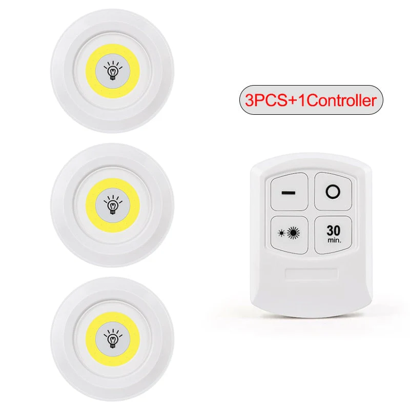 HULIANFU LED Light COB Under Cabinet Light Night Light Wireless Remote Control Dimmable Wardrobe Lamp 3W Super Bright Closet Lighting - Deanwangkt