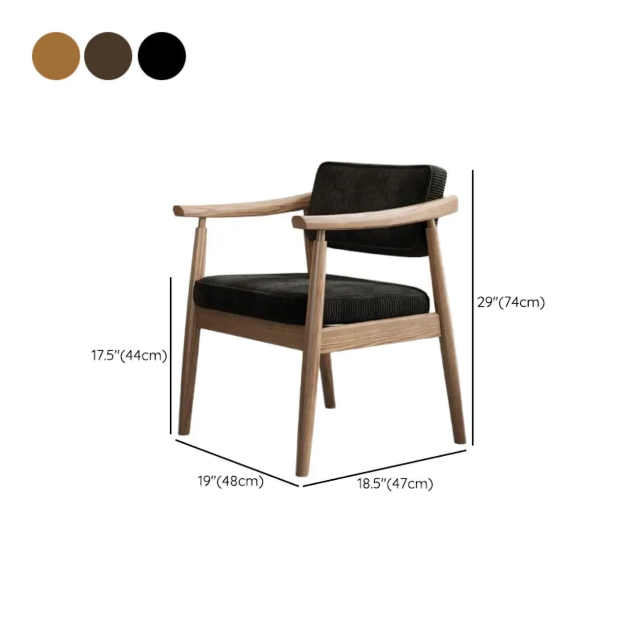Scandinavian Modern Solid Wood Upholstered Dining Chair