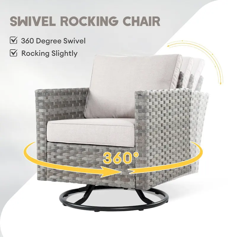 XIZZI 9-piece Patio Furniture Sectional Set with Swivel Rocking Chairs