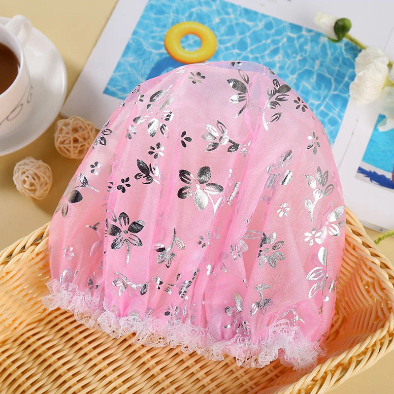 HULIANFU Waterproof Bath Hat Thickened Waterproof And Oil Fume Cap Women Spa Hair Salon Supplies Shower Cap Bathroom Accessories - Deanwangkt