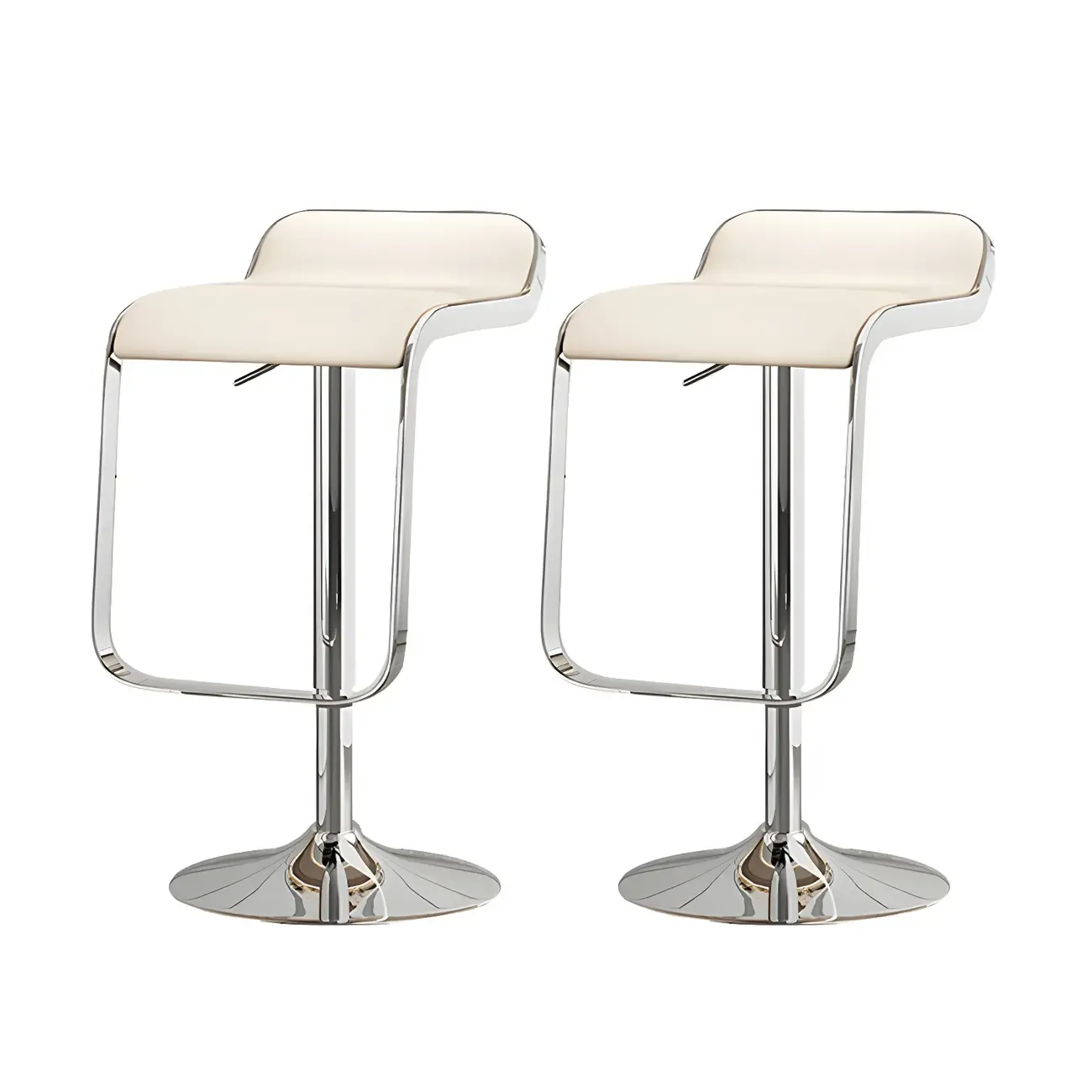 Leather Low Back Metal Adjustable Swivel Bar Stools