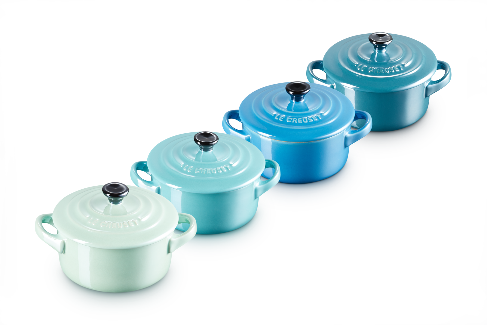 Stoneware Metallics Set of 4 Petite Casseroles Blue