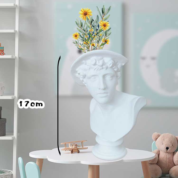 HULIANFU W&G Nordic Vase Home Decor Vase Creative Human Head Portrait Flower Vases Room Decoration Resin David Flower Vase Room Decor - Deanwangkt