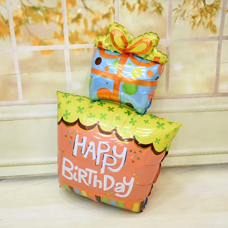 HULIANFU New large cake gift box donut popcorn shape aluminum film balloon wedding celebration birthday party scene decoration - Deanwangkt