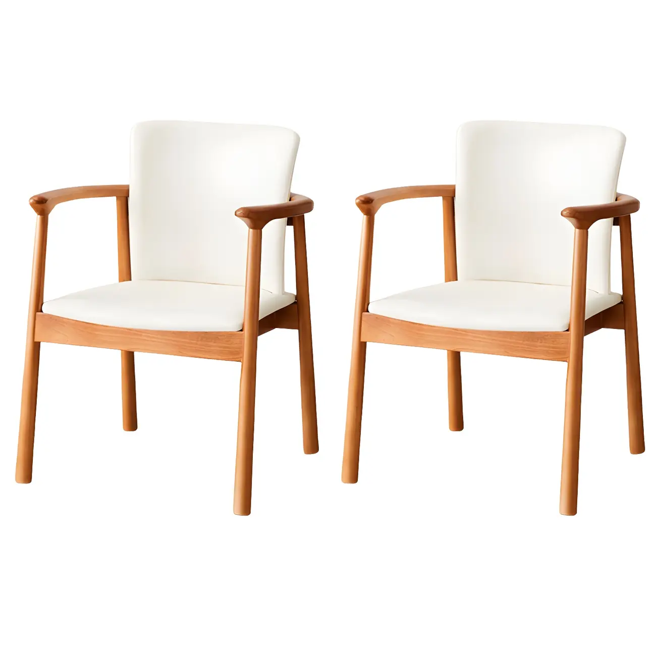 Modern Upholstered Rubberwood Arm Dining Chair Set of 2