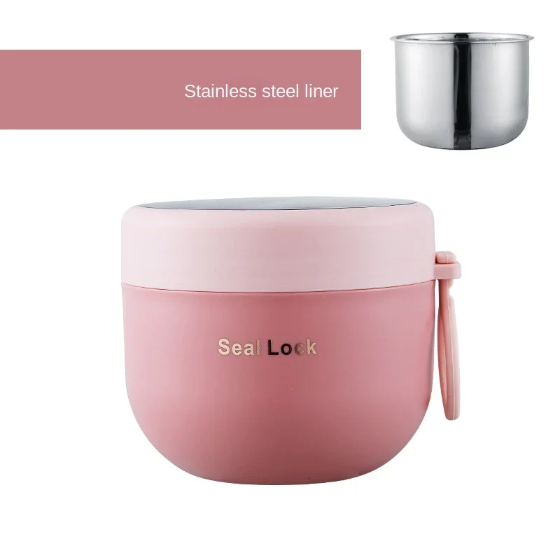 HULIANFU Mini Thermal Lunch Box Food Container with Spoon Stainless Steel Vaccum Cup Soup Cup Insulated Lunch Box taza desayuno portatil - Deanwangkt